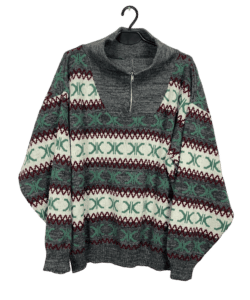Sweter Vintage Zip Wzory