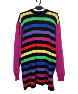 Sweterek Vintage W Kolorowe Paski