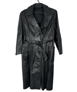 Płaszcz Skórzany Vintage Czarny Trencz