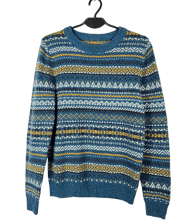 Sweterek Vinatge Wzory Norweskie Niebieskie