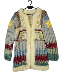 Sweterek Vintage Kolorowy Futrzany