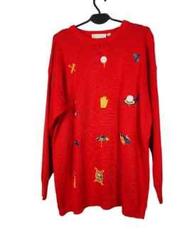 Sweterek Vintage Sportowy Czerwony