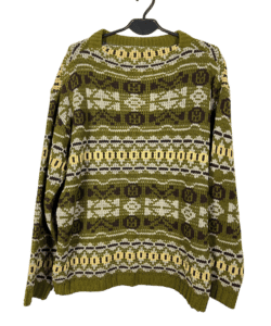 Sweter Vintage Khaki Wzory