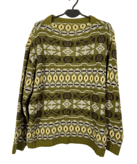 Sweter Vintage Khaki Wzory