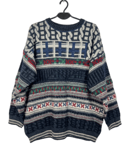 Vintage Sweterek Norweski Niebieski