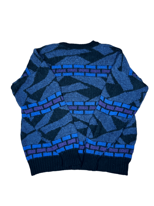 Sweter Vintage Wzorzysty Niebieski