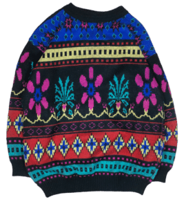 Vintage Sweter Czarny Wzory