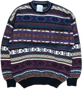 Sweter Vintage Wzory Fioletowy