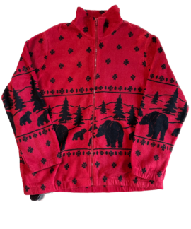 Czerwony Polar Vintage Niedźwiedzie