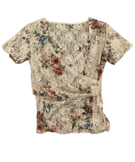 Beżowy Koronkowy Mesh Top