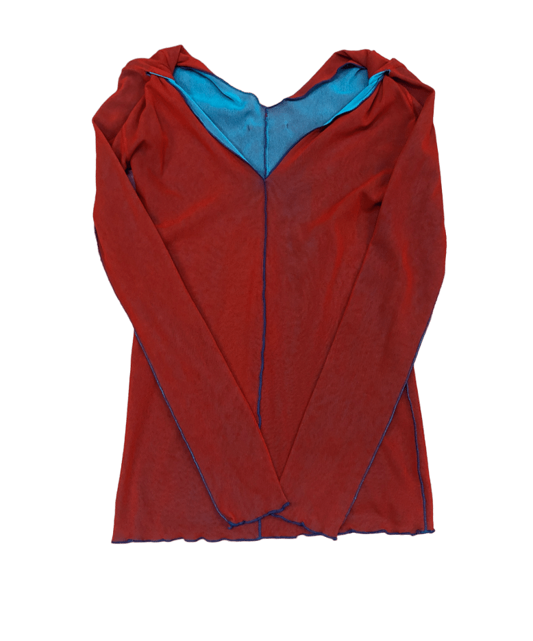 Dwustronny Mesh Top Czerwony Niebieski