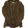 Mesh Koszulka Vintage Z Falbanką Brązowa (l)