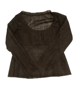 Mesh Top Vintage Marszczony Brązowy (s)