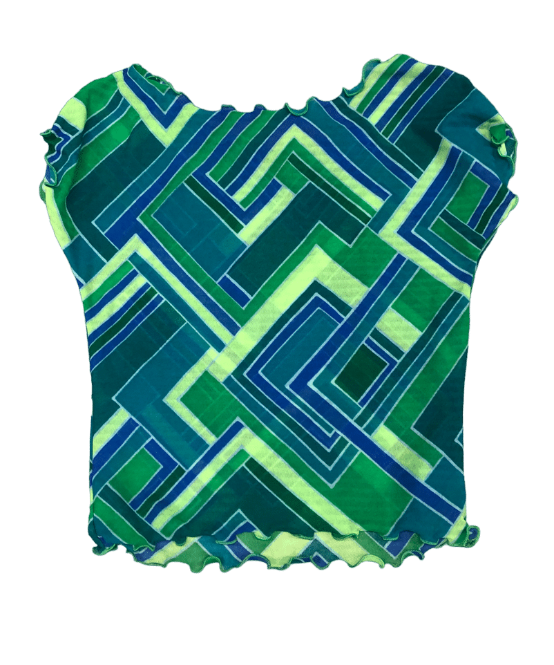 Zielono Niebieski Mesh Top