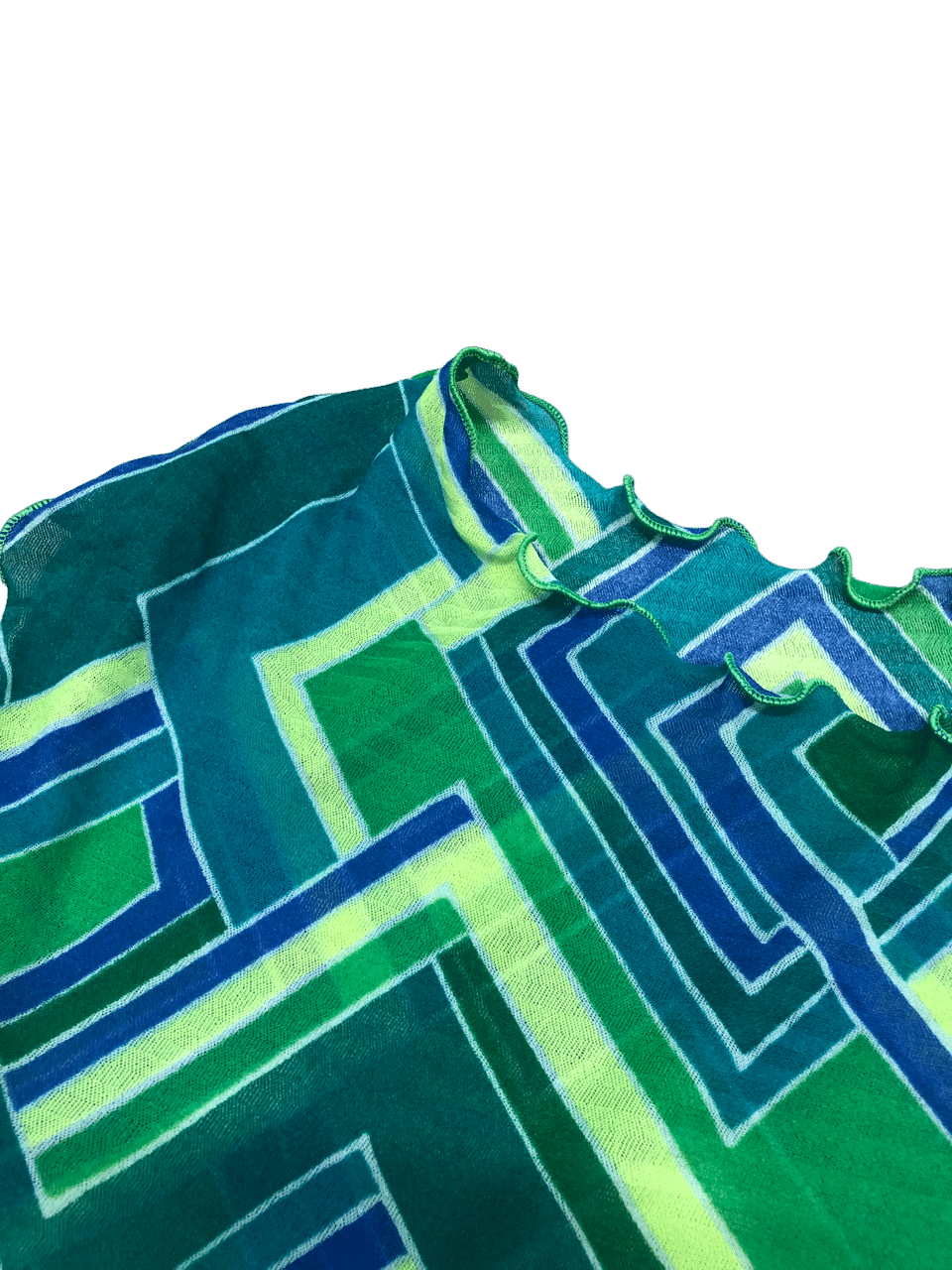Zielono Niebieski Mesh Top