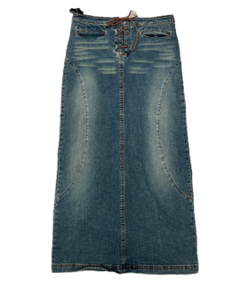 Jeansowa Spódnica Vintage Maxi