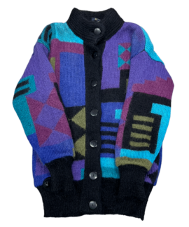 Moherowy Sweter Vintage Geometryczny