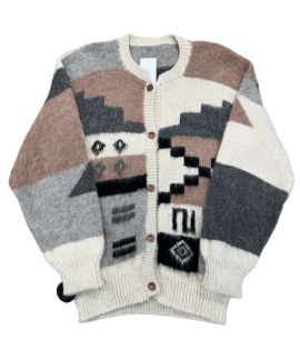 Sweter Vintage Geometryczny Beżowy