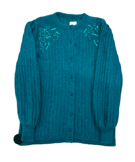 Sweter Vintage Turkusowy Wełna