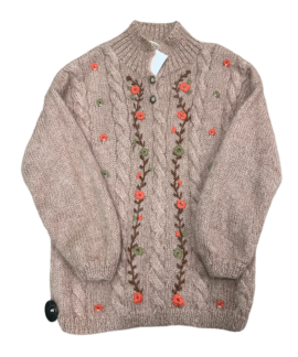 Wełniany Sweter Vintage Kwiaty