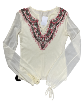 Kremowy Mesh Top Vintage Fairycore
