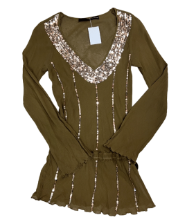 Zielony Mesh Top Vintage Fairycore